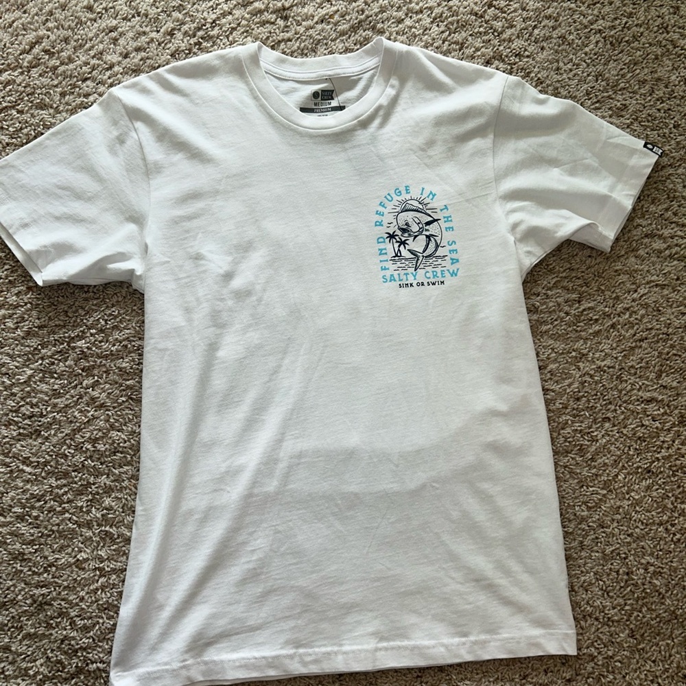 Salty Crew White and Blue Short Sleeve Tee